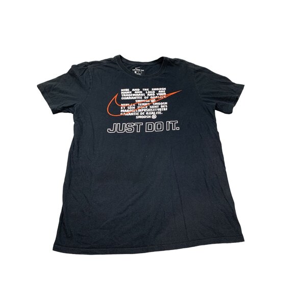 Nike Mens Medium Black Tee Just Do It Graphic Swoish Athletic Cut Back hit - Picture 1 of 8